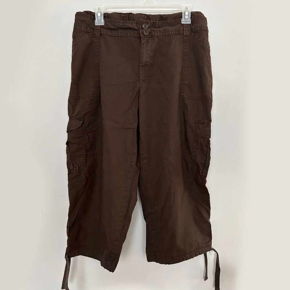 DUO Maternity Cargo Capri - Brown Size Large
